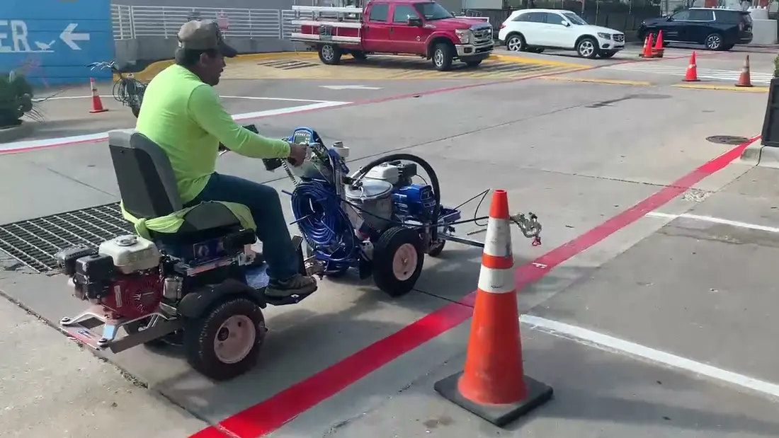 Faded commercial parking lot restriping example
